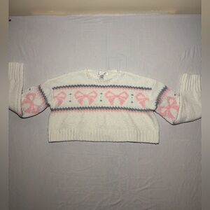 Altar'd State White and Pink Patterned Sweater